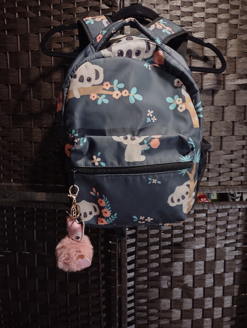 Gray Baby Koala Flower Print Backpack